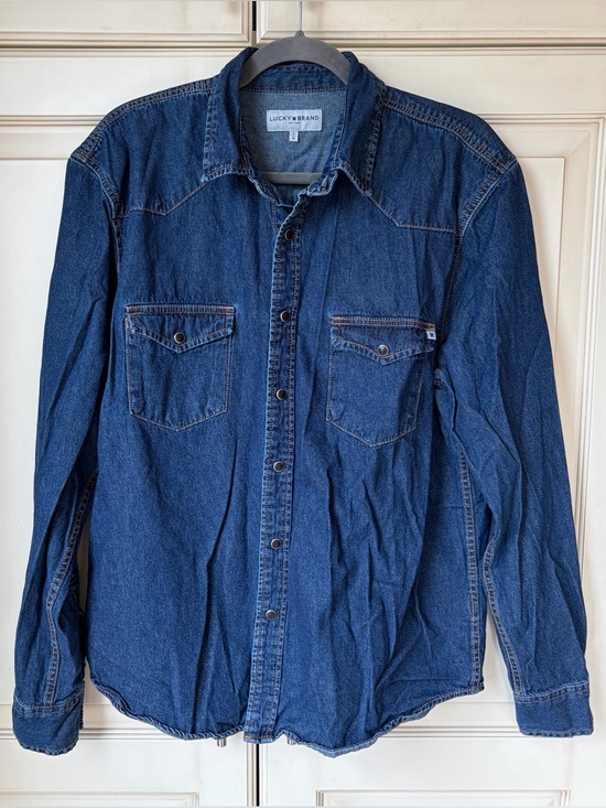 Lucky Brand Tops - Lucky Brand Dark Blue Denim Button-Back Shirt. Large.
